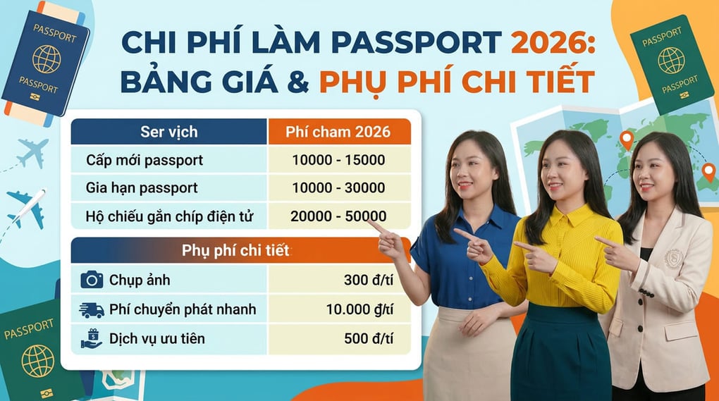 Chi phí làm passport 2026: Bảng giá & Phụ phí chi tiết