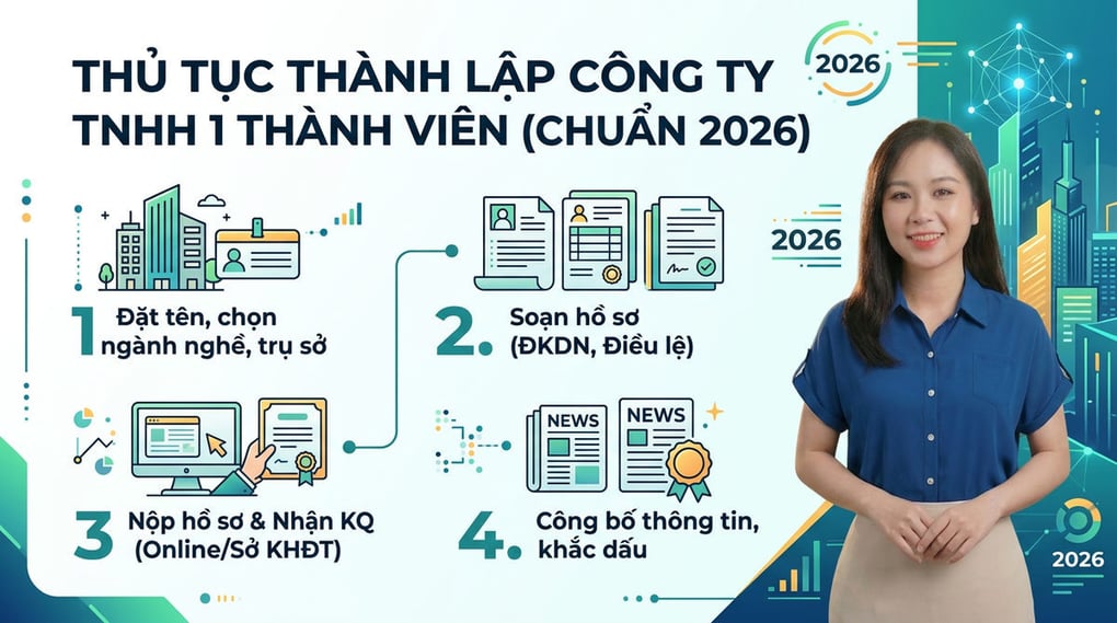 Thủ tục thành lập công ty TNHH 1 thành viên chuẩn 2026