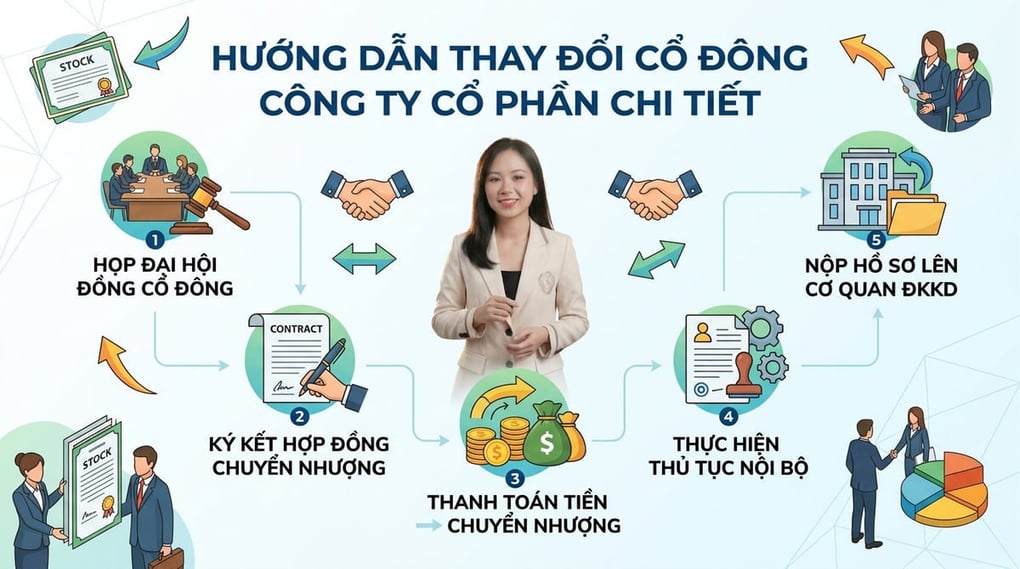 Hướng dẫn thay đổi cổ đông công ty cổ phần chi tiết