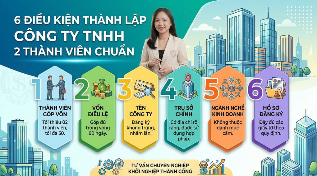 6 Điều kiện thành lập công ty TNHH 2 thành viên chuẩn