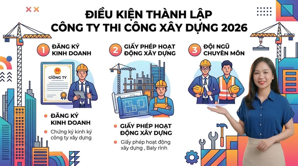 Điều kiện thành lập công ty thi công xây dựng 2026