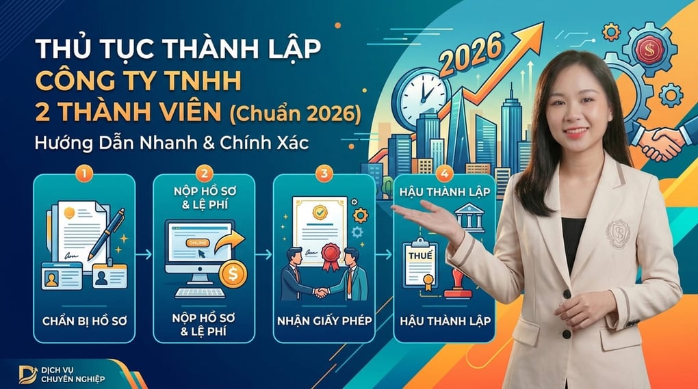 Thủ tục thành lập công ty TNHH 2 thành viên (Chuẩn 2026)