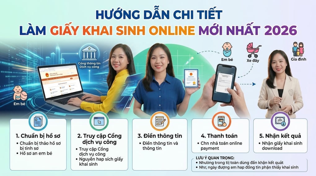 Chi tiết thủ tục làm giấy khai sinh online mới nhất 2026