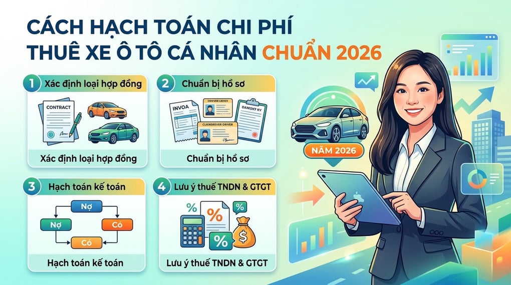 Cách hạch toán chi phí thuê xe ô tô cá nhân chuẩn 2026
