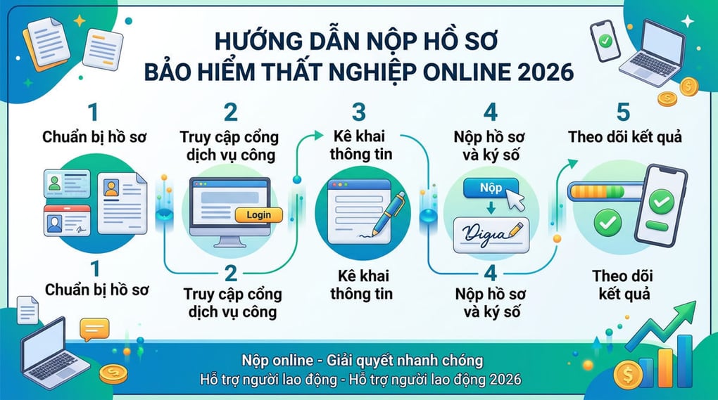 Hướng dẫn nộp hồ sơ bảo hiểm that nghiệp online 2026