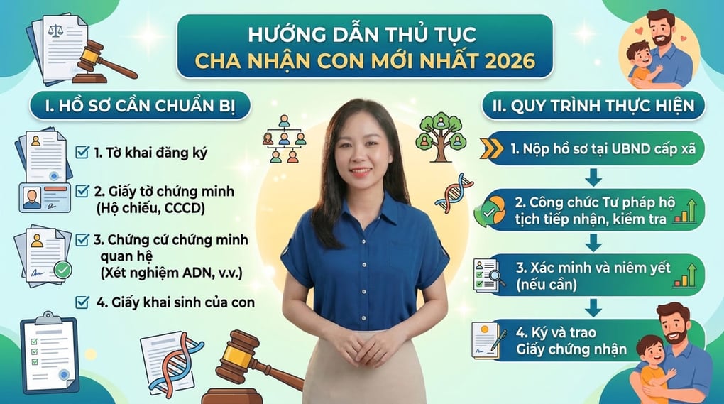 Thủ tục cha nhận con mới nhất 2026: Hồ sơ & Quy trình