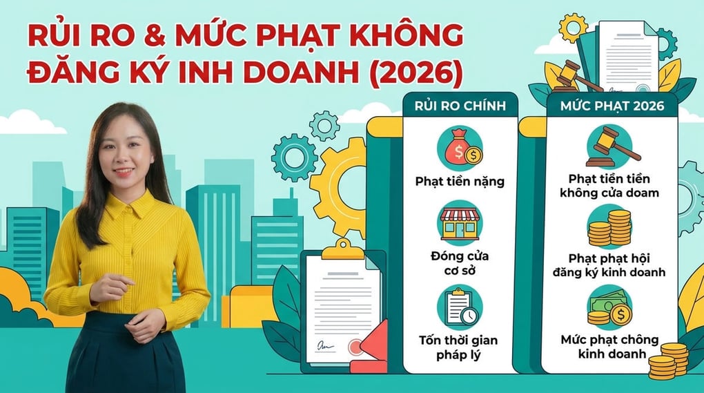 Rủi ro & Mức phạt không đăng ký kinh doanh (2026)