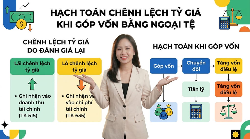 Hạch toán chênh lệch tỷ giá khi góp vốn bằng ngoại tệ