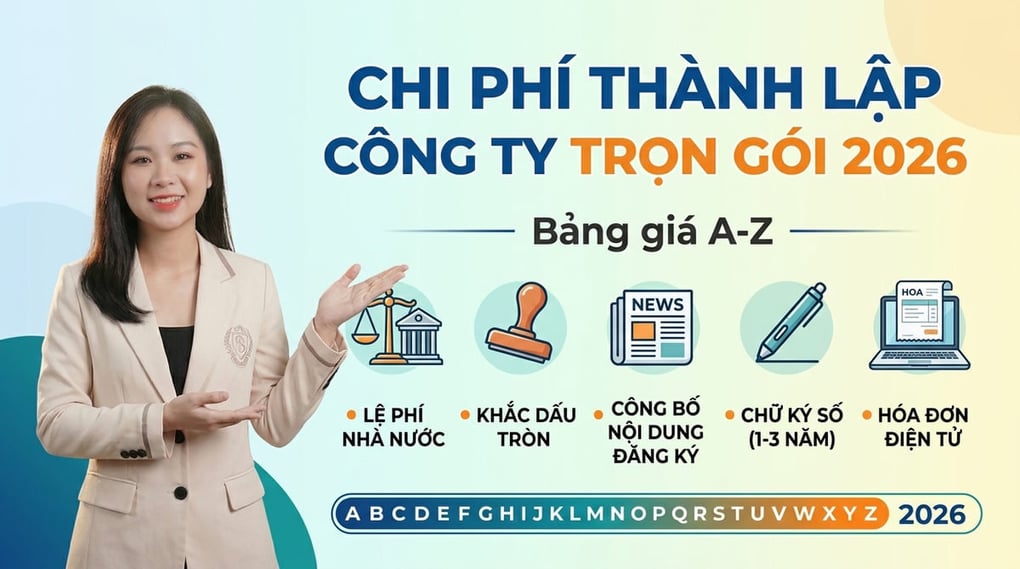 Chi phí thành lập công ty trọn gói 2026: Bảng giá A-Z
