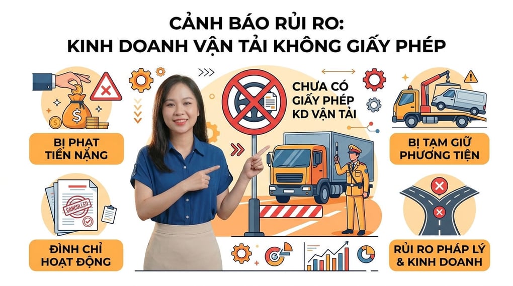 Cảnh báo rủi ro khi không có giấy phép kinh doanh vận tải