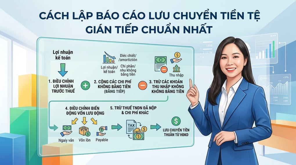 Cách lập báo cáo lưu chuyển tiền tệ gián tiếp chuẩn nhất