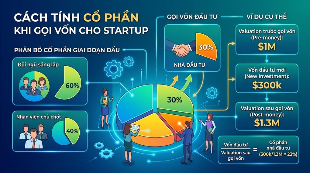 Cách tính cổ phần khi gọi vốn cho Startup chi tiết
