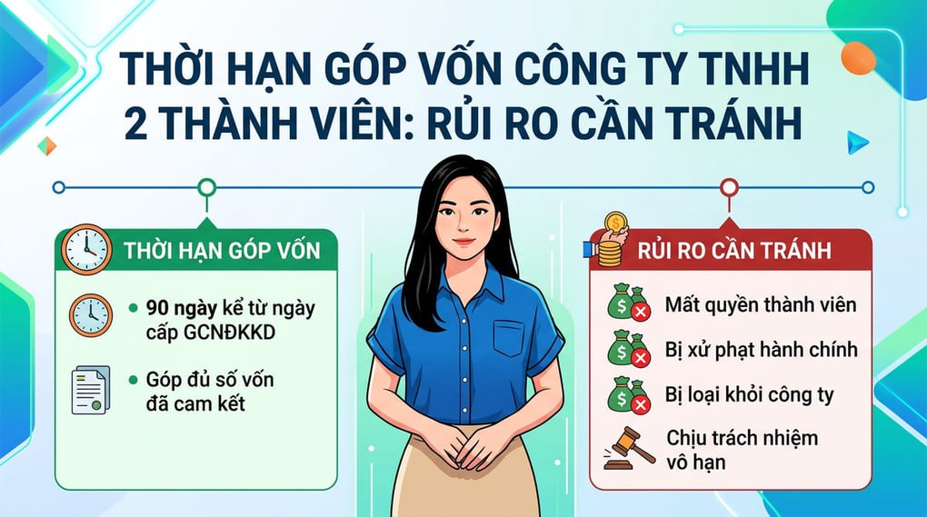 Thời hạn góp vốn công ty TNHH 2 thành viên: Rủi ro cần tránh