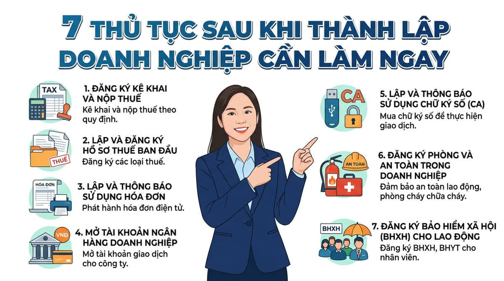 7 thủ tục sau khi thành lập doanh nghiệp cần làm ngay