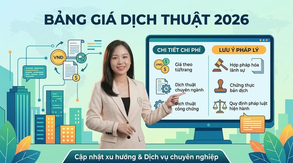 Bảng giá dịch thuật 2026: Chi tiết chi phí & Lưu ý pháp lý