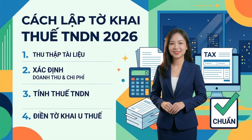 Cách lập tờ khai thuế thu nhập doanh nghiệp 2026 chuẩn