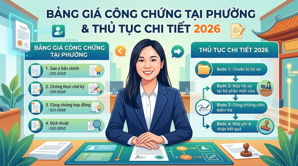 Bảng giá công chứng tại phường & Thủ tục chi tiết 2026