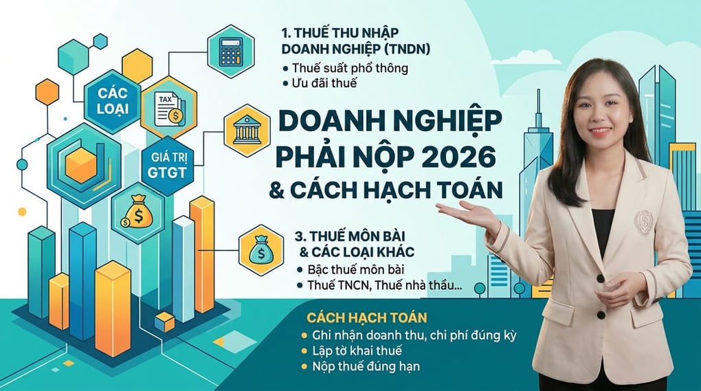 Các Loại Thuế Doanh Nghiệp Phải Nộp 2026 & Cách Hạch Toán