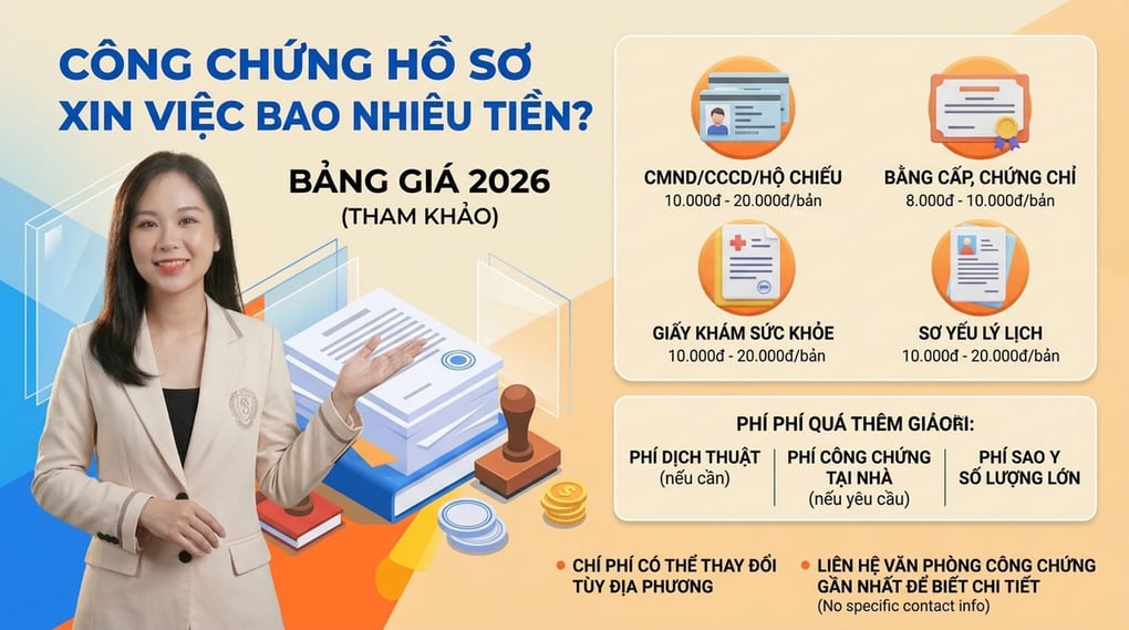 Công chứng hồ sơ xin việc bao nhiêu tiền? Bảng giá 2026