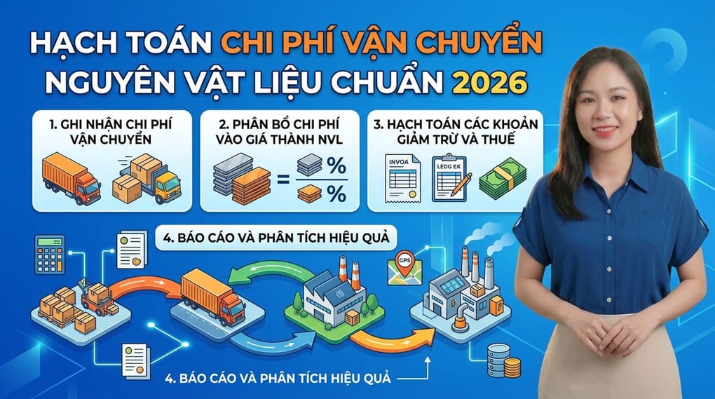 Hạch toán chi phí vận chuyển nguyên vật liệu chuẩn 2026