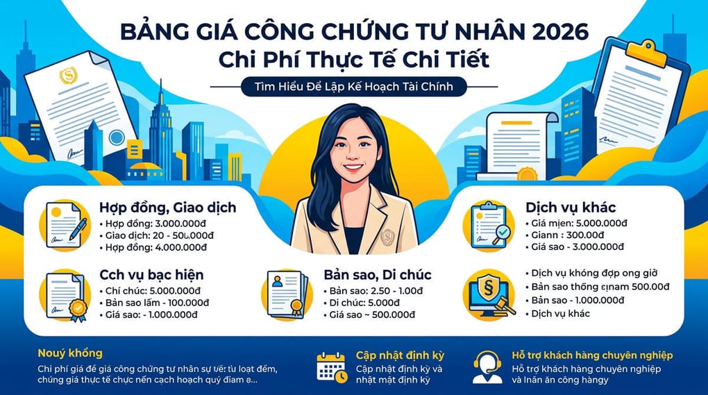 Bảng Giá Công Chứng Tư Nhân 2026: Chi Phí Thực Tế Chi Tiết